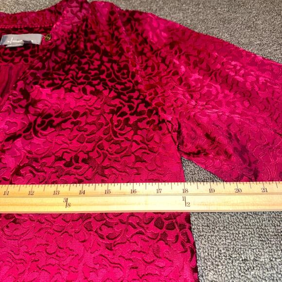 Anthropologie Velvet Jacquard Burnout Blouse Top Womens XS Burgundy Button Front - Picture 7 of 9